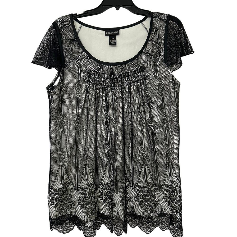Black Mesh Overlay Whimsigoth Flutter Sleeve Lace Dark Romantic Fairy Top 14/16